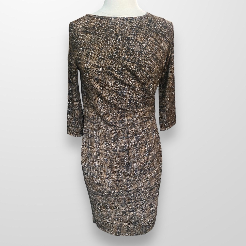 Talbots Brown Tweed Sheath Dress with 3/4 Sleeves
